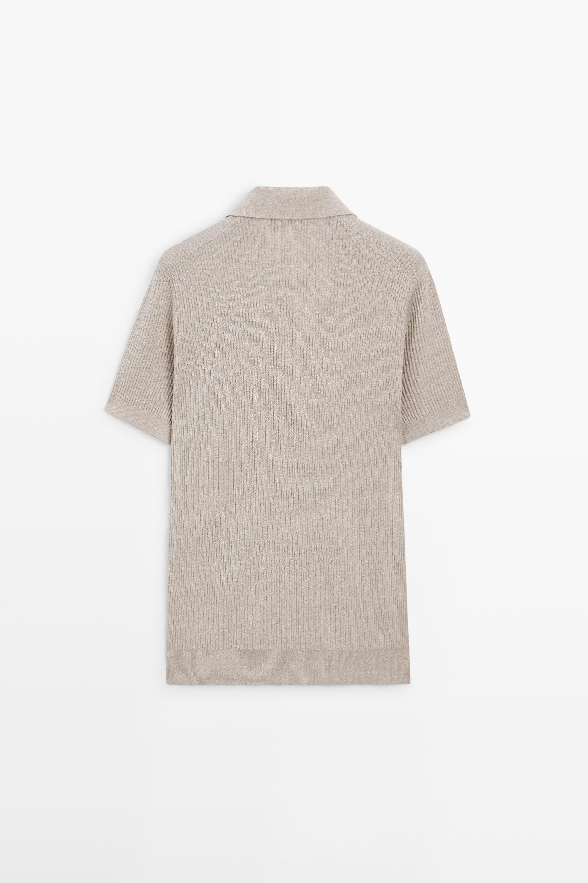 Cotton blend knit polo shirt